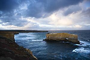 Land formation in ocean as seen from coast of Australia on the Great Ocean Road