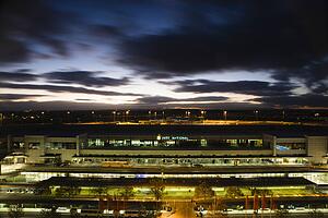 Above view of Melbourne, Australia airport at night