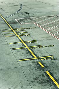 Lines on runway concrete at Melbourne Airport, Australia
