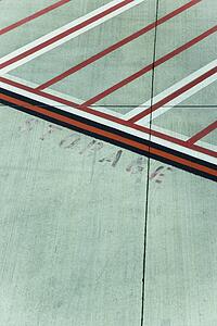 Equipment storage area on concrete at Melbourne Airport, Australia