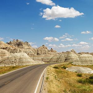 Scenic roadway in Badlands National Park, North Dakota