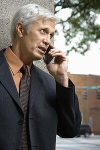 Businessman talking on cell phone