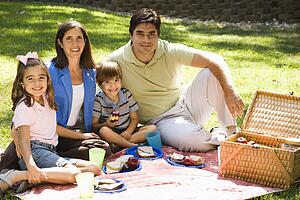 Family picnicking in the park