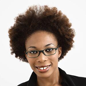 Woman with afro wearing eyeglasses 