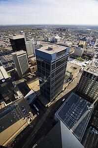 Aerial of downtown Edmonton, Alberta, Canada