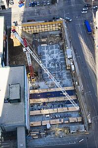 Aerial view of construction of a building