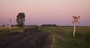 Railroad crossing, Manitoba, Canada