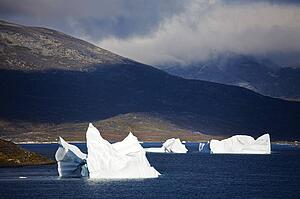 Icebergs, Island of Qoornoq, Province of Kitaa, Southern Greenland, Kingdom of Denmark 