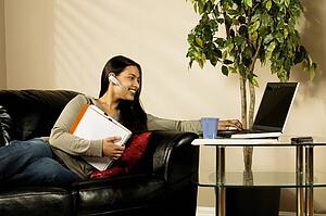 A woman using a laptop