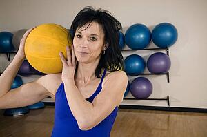 Woman with an exercise ball