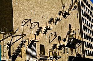 Stairs on the outside of a building