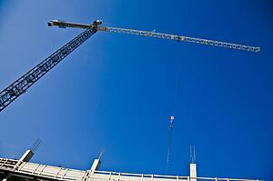 Crane for construction on a building