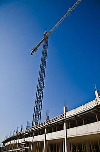 Crane for construction on a building