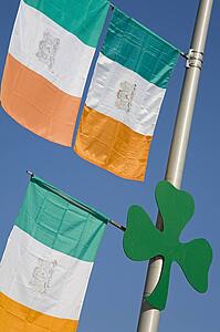 Irish flags and Shamrock, Montana Irish Festival, Butte, Montana, USA 