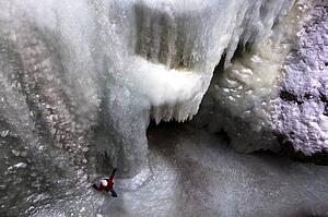 Frozen waterfall, Maligne Canyon, Jasper National Park, Alberta, Canada