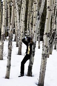 Photographer in the woods