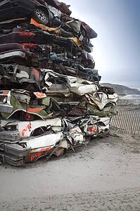 Pile of crushed cars