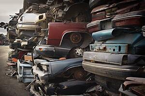 Piles of crushed cars