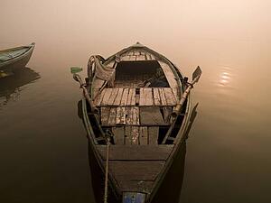 Boat in the water, Varanasi, India 