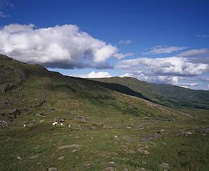 Side of a hill with winding road