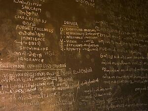 Writing on chalk board
