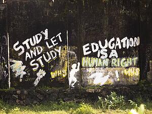 Graffiti about studying, Kerala, India 