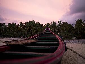 Boat on shore, Arabian Sea, Kerala, India 