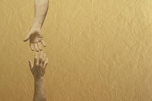 Two hands reaching towards each other