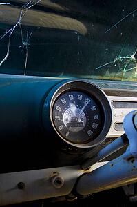 Car dash and speedometer