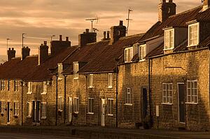 Houses at dusk, Thaornton Le Dale, Yorkshire, England