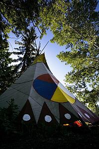 Tepee under trees