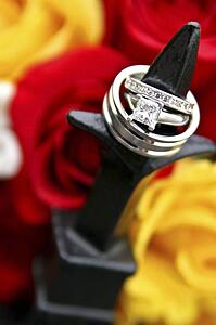 Wedding rings on display