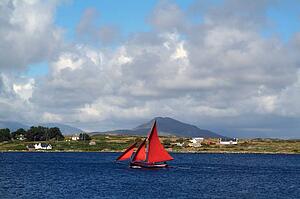 Sailboat on lake, Roundstone, Galway, Ireland