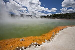Champagne Pool at geothermal site, Wai-O-Tapu Thermal Wonderland on North Island of New Zealand