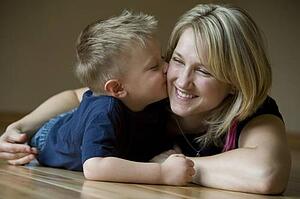 Boy with his mother