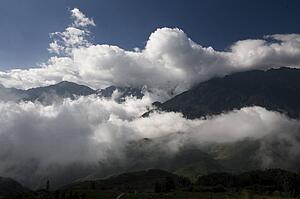 Dramatic clouds form in the mountains near Sapa, Vietnam