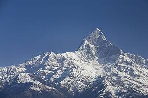 Machapuchhre or Fishtail Mountain in the Annapurna region of Nepal near Pokhara, Nepal
