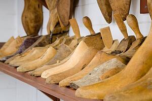 Shoe molds on shelf, Fort Edmonton, Alberta, Canada