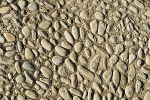 Pebbles in pavement