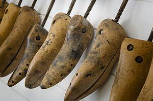 Shoe molds in a row