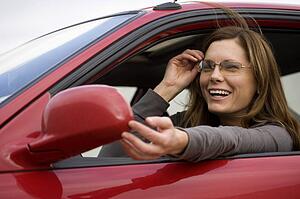 Woman in her car