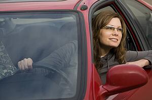 Woman in her car
