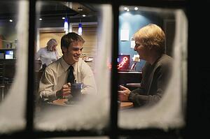 Men having a conversation