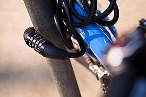 Bike locked to a pole
