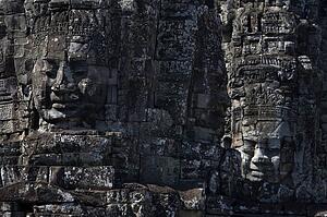 The faces of the Bayon temple, Angkor, in northwestern Cambodia