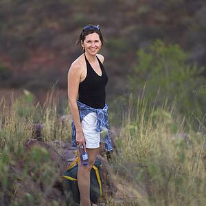 Portrait of woman on a hike