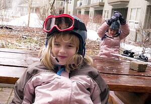 Girls in winter clothes