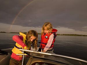 Two girls on a boat