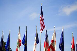 American flags, multiple flags