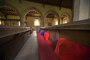 View along a church pew
